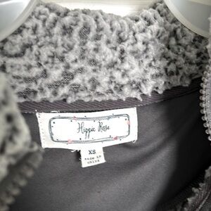 Hippie Rose Sherpa 1/4 Zip Cropped Sweater - Color: Grey | Size: XS